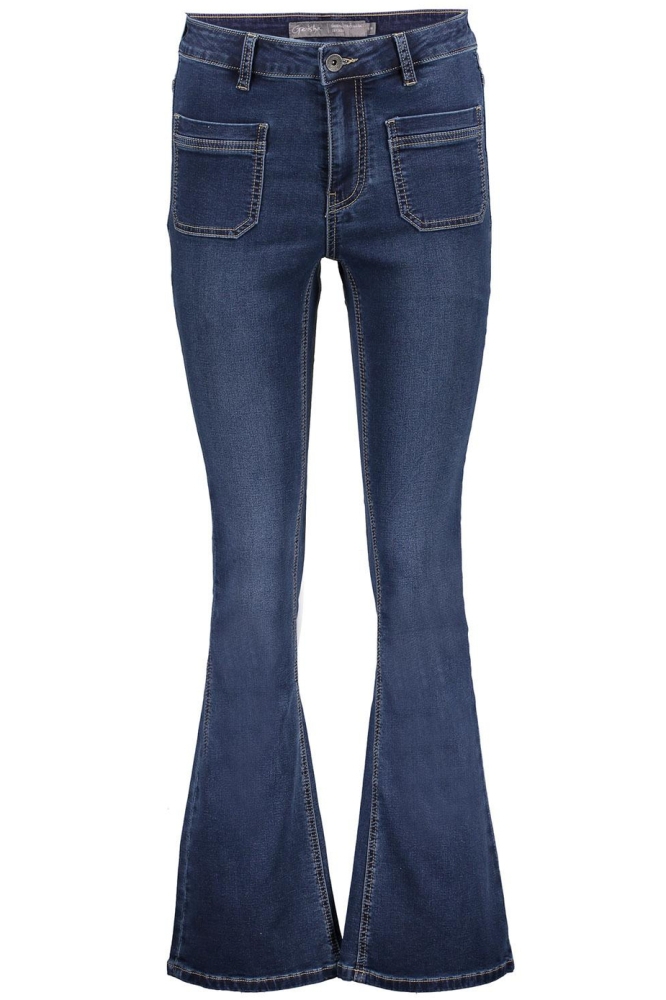 FLARED JEANS MET OPGESTIKTE ZAKKEN 41810 10 625 blue stone denim